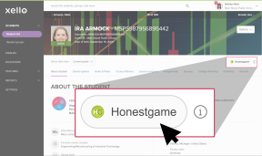 An educator's view of a student's profile in Xello. A button called "Honestgame" is highlighted with a cursor clicking on it.